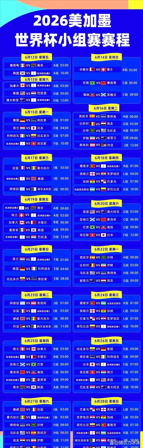 2026世界杯官方最新赛程比分查询地址正式公布